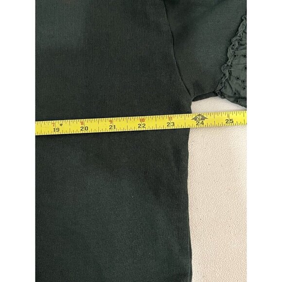 Maeve Ruffled Eyelet Sweatshirt Anthropologie Green Size XL - Picture 9 of 11